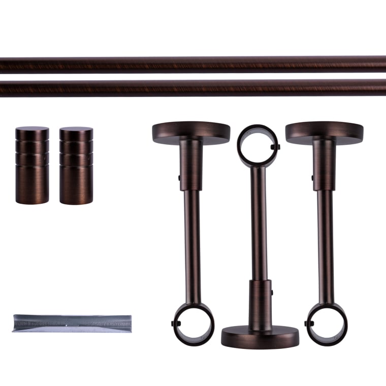 VICTORIA M Gardinenstange Set | 1-läufig, ⌀ 19 mm, 360 cm, rot-bronze + Decke, Rillen-Kappe