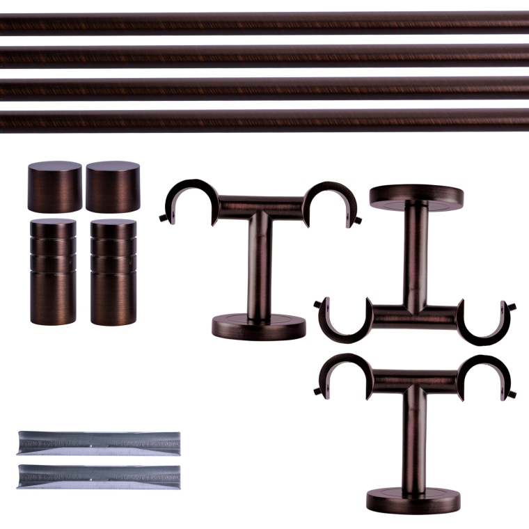 VICTORIA M Gardinenstange Set | 2-läufig, ⌀ 19 mm, 320 cm, rot-bronze + Decke, Rillen-Kappe
