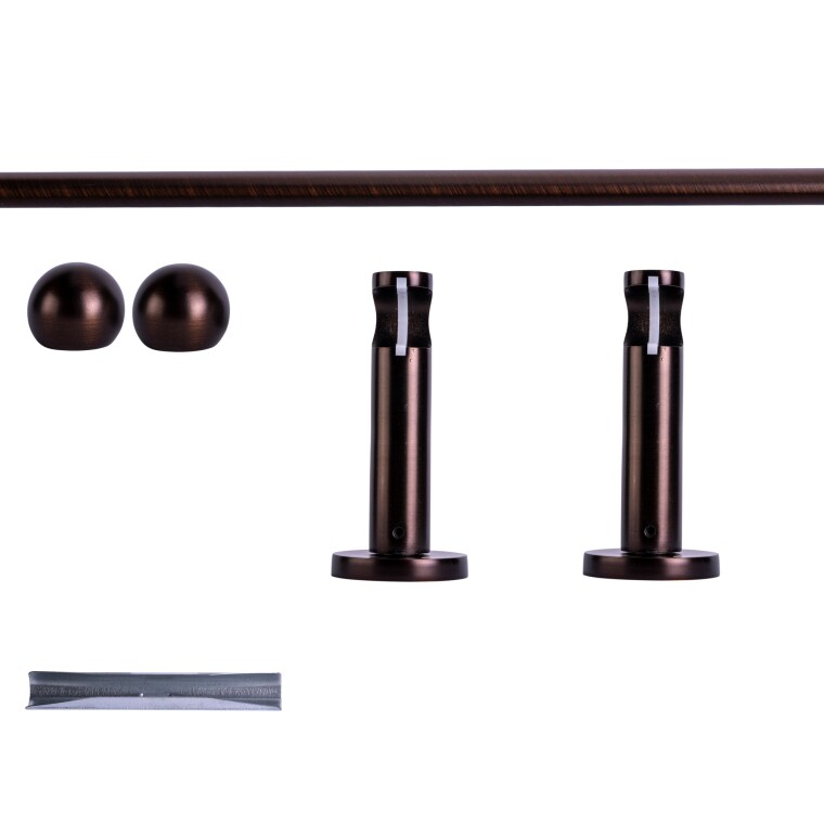 VICTORIA M Gardinenstange Set | 1-läufig, ⌀ 19 mm, 120 cm, rot-bronze + Wand, Kugel-Ball
