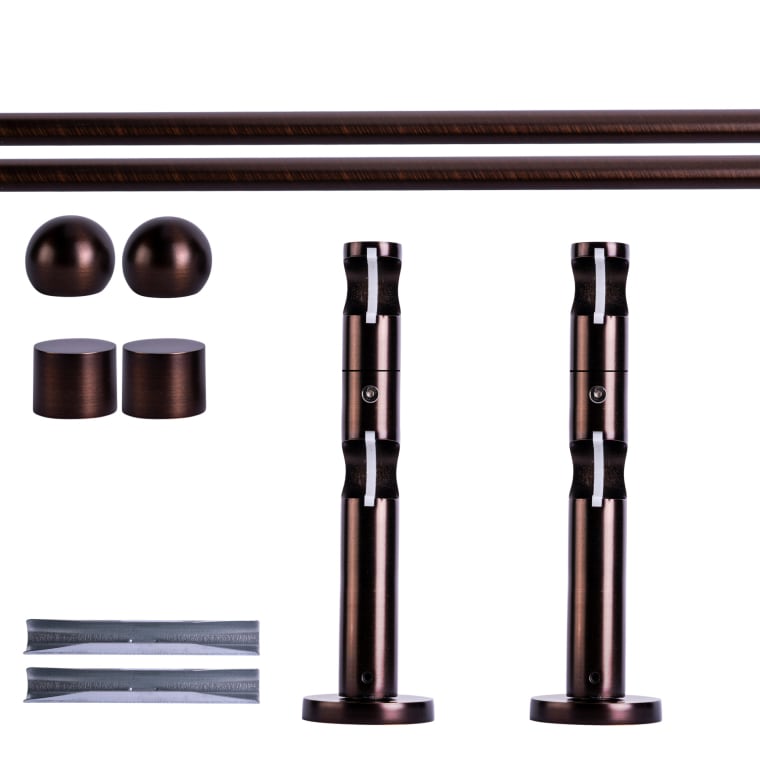 VICTORIA M Gardinenstange Set | 2-läufig, ⌀ 19 mm, 160 cm, rot-bronze + Wand, Kugel-Ball