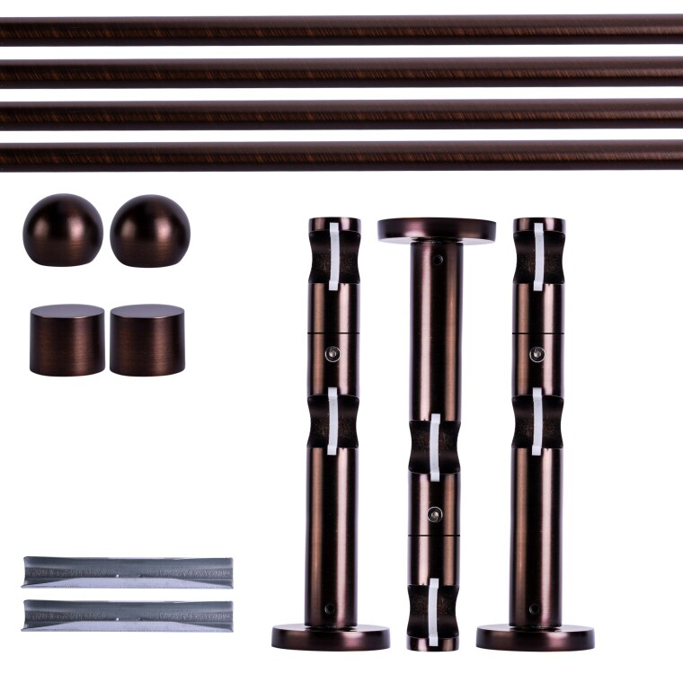 VICTORIA M Gardinenstange Set | 2-läufig, ⌀ 19 mm, 320 cm, rot-bronze + Wand, Kugel-Ball