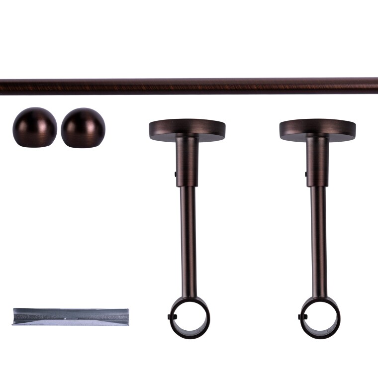 VICTORIA M Gardinenstange Set | 1-läufig, ⌀ 19 mm, 140 cm, rot-bronze + Decke, Kugel-Ball