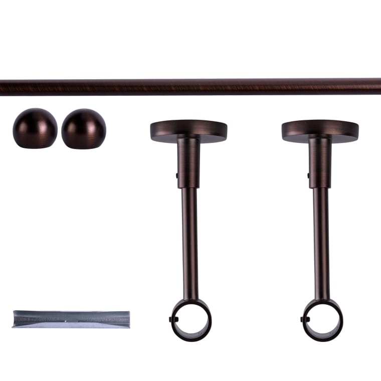 VICTORIA M Gardinenstange Set | 1-läufig, ⌀ 19 mm, 160 cm, rot-bronze + Decke, Kugel-Ball