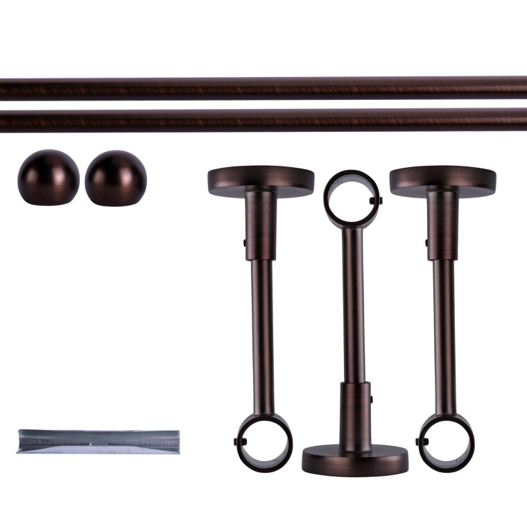 VICTORIA M Gardinenstange Set | 1-läufig, ⌀ 19 mm, 280 cm, rot-bronze + Decke, Kugel-Ball