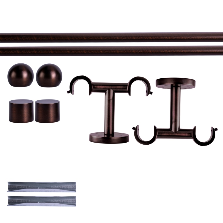 VICTORIA M Gardinenstange Set | 2-läufig, ⌀ 19 mm, 140 cm, rot-bronze + Decke, Kugel-Ball