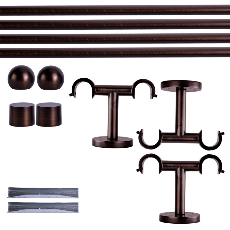VICTORIA M Gardinenstange Set | 2-läufig, ⌀ 19 mm, 320 cm, rot-bronze + Decke, Kugel-Ball