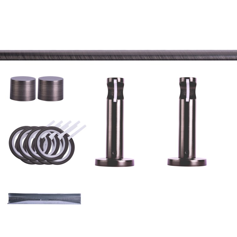 VICTORIA M Gardinenstange Set | 1-läufig, ⌀ 19 mm, 120 cm, anthrazit + Wand, Kappe, Ring