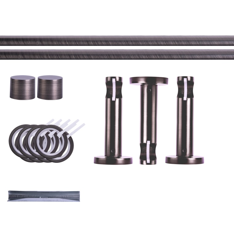 VICTORIA M Gardinenstange Set | 1-läufig, ⌀ 19 mm, 320 cm, anthrazit + Wand, Kappe, Ring