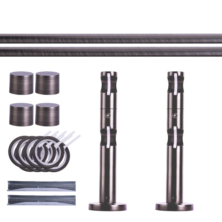 VICTORIA M Gardinenstange Set | 2-läufig, ⌀ 19 mm, 180 cm, anthrazit + Wand, Kappe, Ring