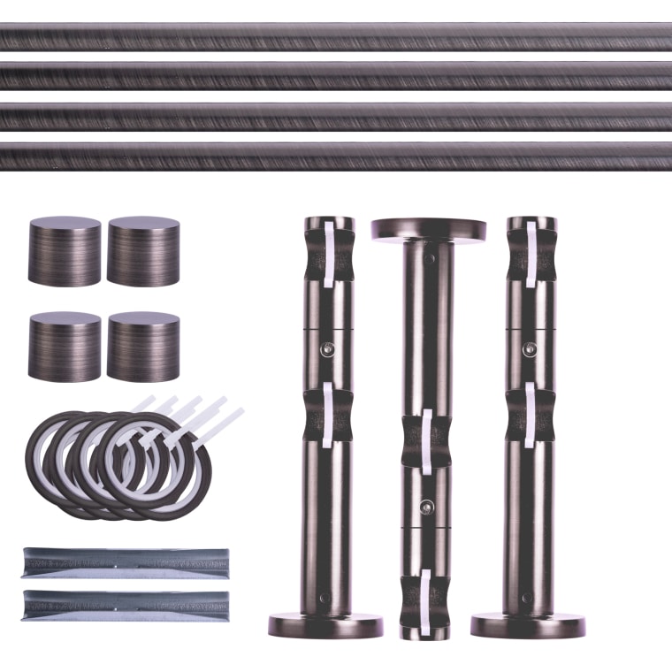 VICTORIA M Gardinenstange Set | 2-läufig, ⌀ 19 mm, 320 cm, anthrazit + Wand, Kappe, Ring