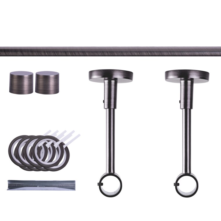 VICTORIA M Gardinenstange Set | 1-läufig, ⌀ 19 mm, 140 cm, anthrazit + Decke, Kappe, Ring