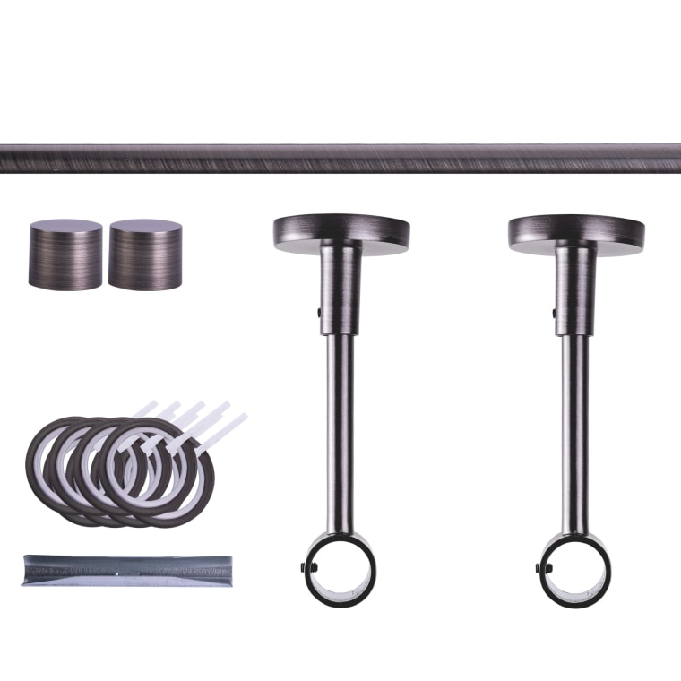 VICTORIA M Gardinenstange Set | 1-läufig, ⌀ 19 mm, 200 cm, anthrazit + Decke, Kappe, Ring