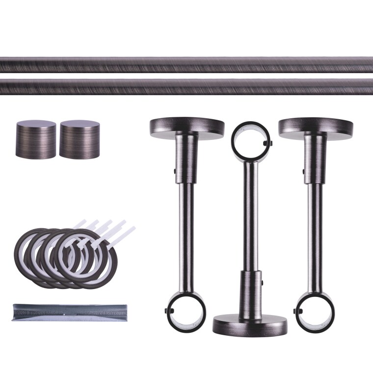 VICTORIA M Gardinenstange Set | 1-läufig, ⌀ 19 mm, 280 cm, anthrazit + Decke, Kappe, Ring