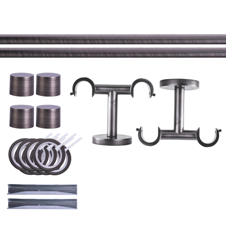 VICTORIA M Gardinenstange Set | 2-läufig, ⌀ 19 mm, 140 cm, anthrazit + Decke, Kappe, Ring