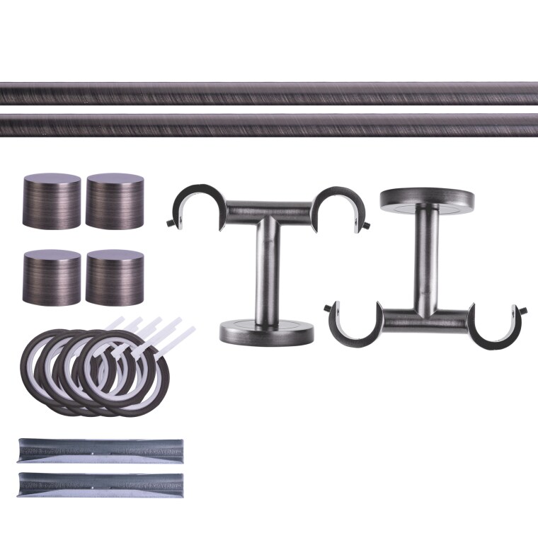 VICTORIA M Gardinenstange Set | 2-läufig, ⌀ 19 mm, 160 cm, anthrazit + Decke, Kappe, Ring
