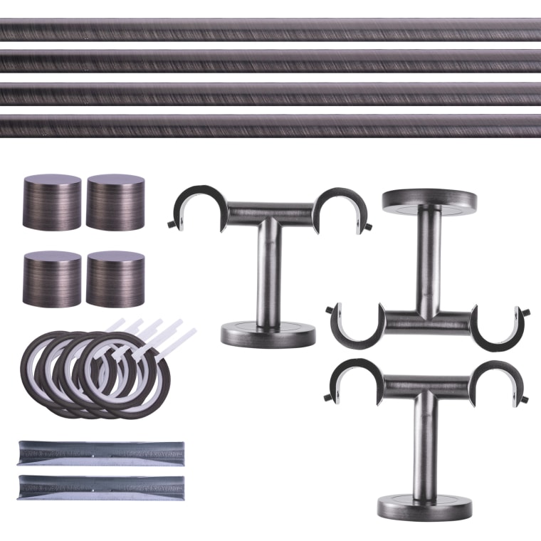VICTORIA M Gardinenstange Set | 2-läufig, ⌀ 19 mm, 360 cm, anthrazit + Decke, Kappe, Ring