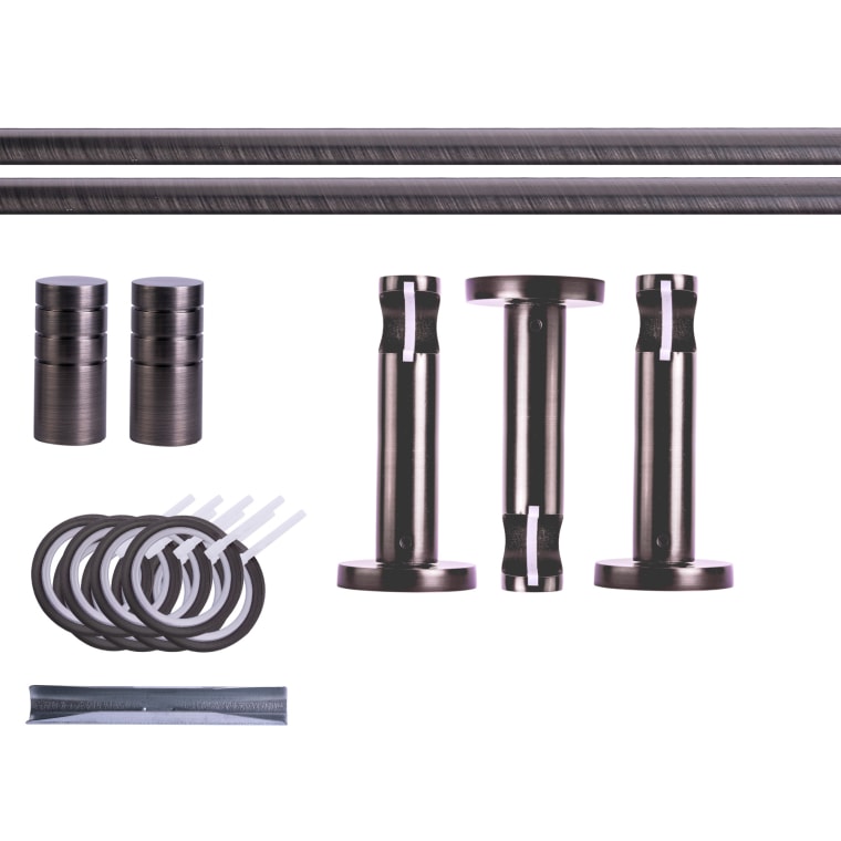 VICTORIA M Gardinenstange Set | 1-läufig, ⌀ 19 mm, 320 cm, anthrazit + Wand, Rillen-Kappe, Ring