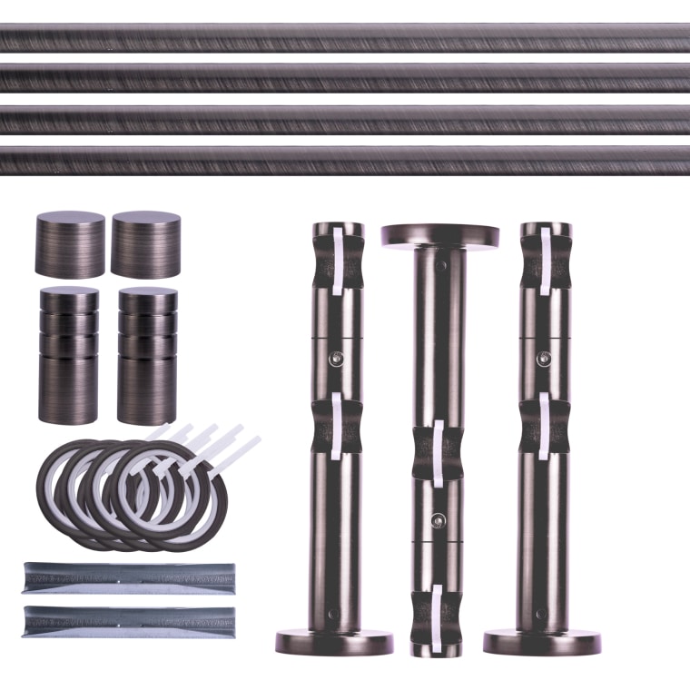 VICTORIA M Gardinenstange Set | 2-läufig, ⌀ 19 mm, 400 cm, anthrazit + Wand, Rillen-Kappe, Ring