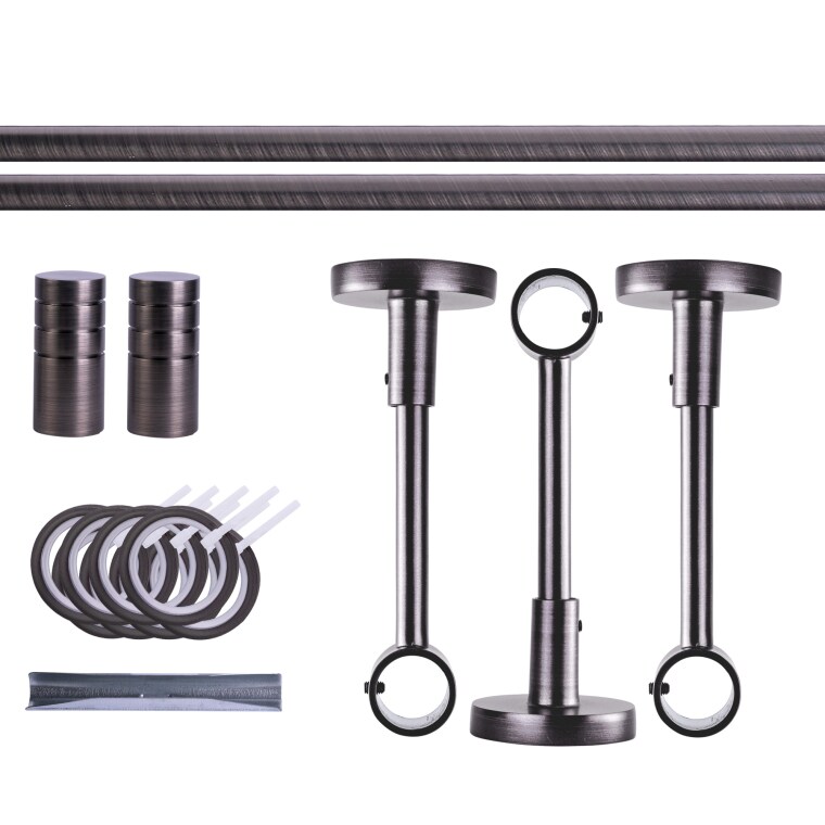 VICTORIA M Gardinenstange Set | 1-läufig, ⌀ 19 mm, 280 cm, anthrazit + Decke, Rillen-Kappe, Ring