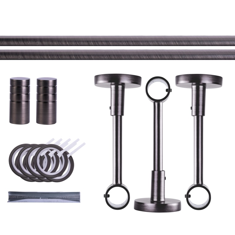 VICTORIA M Gardinenstange Set | 1-läufig, ⌀ 19 mm, 360 cm, anthrazit + Decke, Rillen-Kappe, Ring
