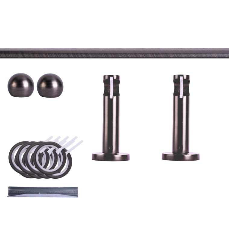 VICTORIA M Gardinenstange Set | 1-läufig, ⌀ 19 mm, 180 cm, anthrazit + Wand, Kugel-Ball, Ring