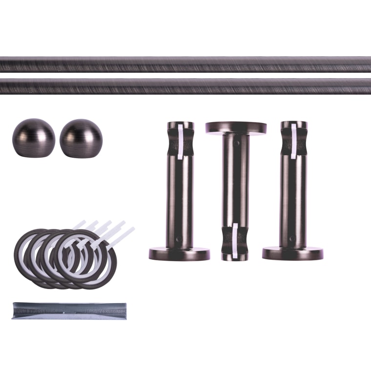 VICTORIA M Gardinenstange Set | 1-läufig, ⌀ 19 mm, 400 cm, anthrazit + Wand, Kugel-Ball, Ring