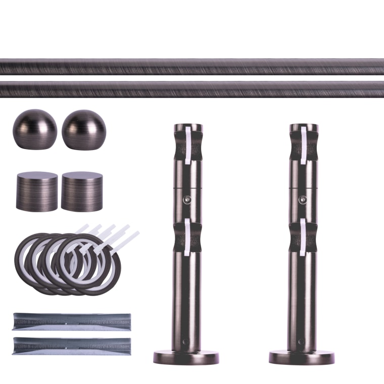 VICTORIA M Gardinenstange Set | 2-läufig, ⌀ 19 mm, 120 cm, anthrazit + Wand, Kugel-Ball, Ring