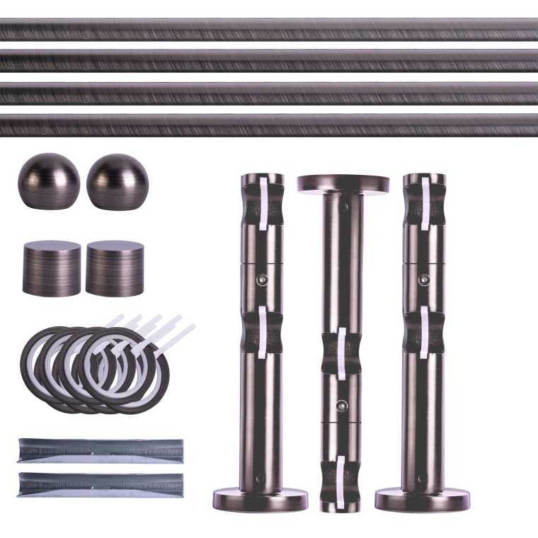VICTORIA M Gardinenstange Set | 2-läufig, ⌀ 19 mm, 280 cm, anthrazit + Wand, Kugel-Ball, Ring