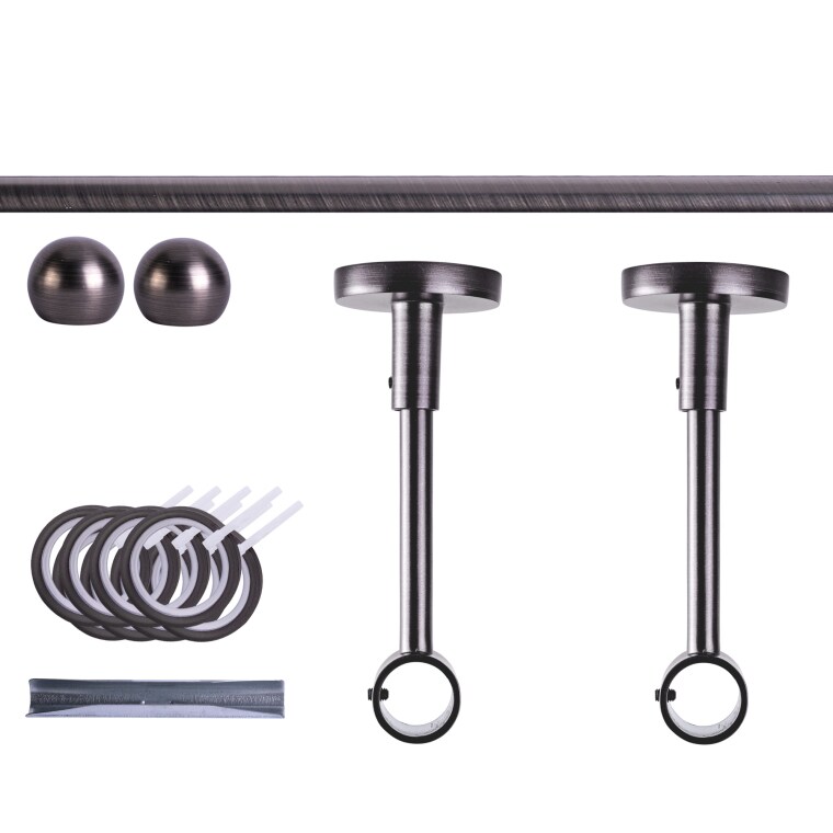 VICTORIA M Gardinenstange Set | 1-läufig, ⌀ 19 mm, 180 cm, anthrazit + Decke, Kugel-Ball, Ring