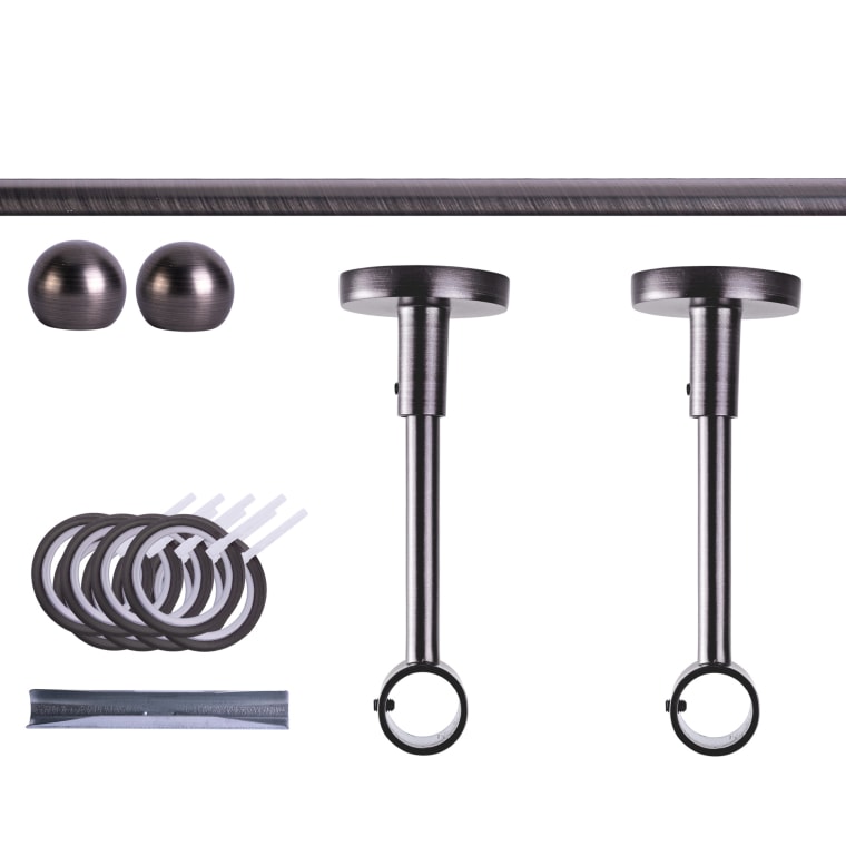 VICTORIA M Gardinenstange Set | 1-läufig, ⌀ 19 mm, 200 cm, anthrazit + Decke, Kugel-Ball, Ring