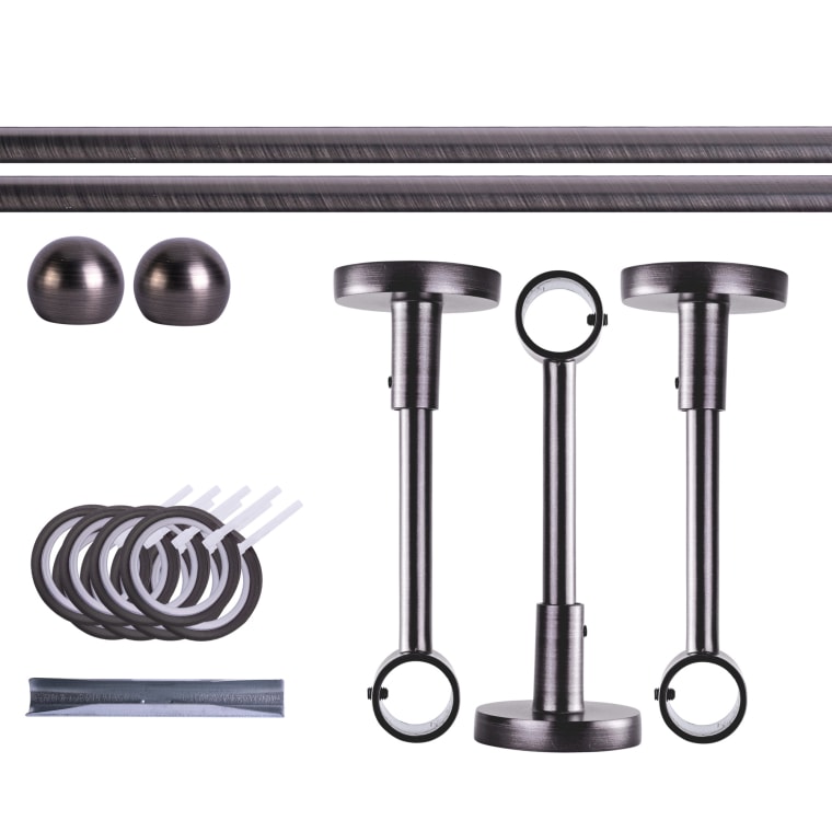 VICTORIA M Gardinenstange Set | 1-läufig, ⌀ 19 mm, 240 cm, anthrazit + Decke, Kugel-Ball, Ring