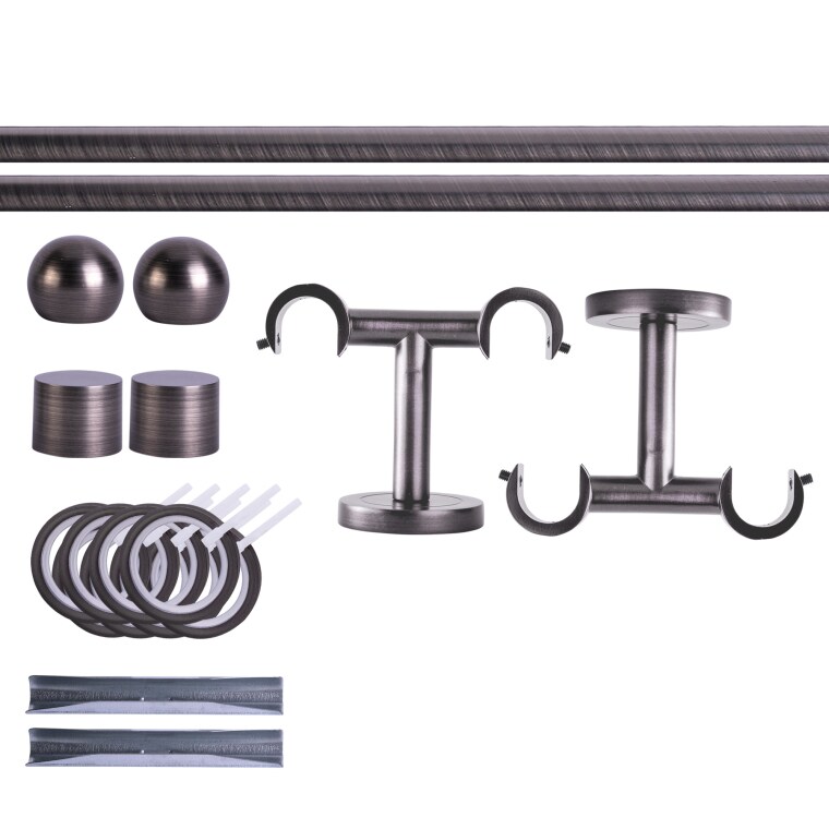 VICTORIA M Gardinenstange Set | 2-läufig, ⌀ 19 mm, 140 cm, anthrazit + Decke, Kugel-Ball, Ring