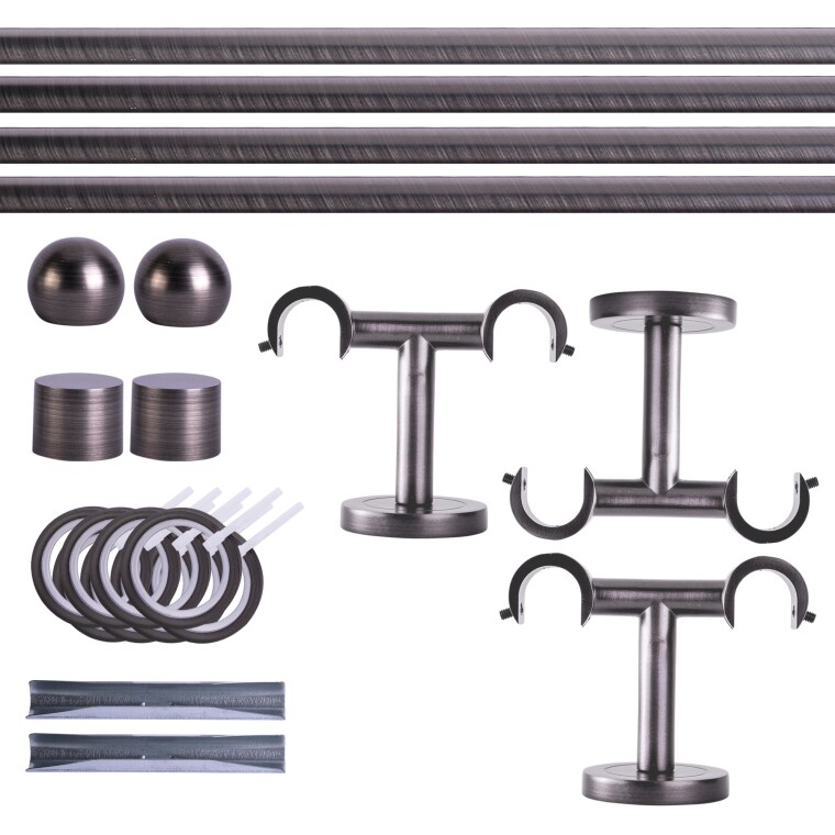 VICTORIA M Gardinenstange Set | 2-läufig, ⌀ 19 mm, 360 cm, anthrazit + Decke, Kugel-Ball, Ring