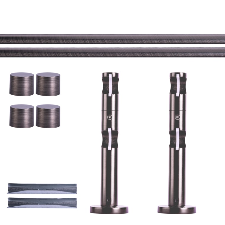 VICTORIA M Gardinenstange Set | 2-läufig, ⌀ 19 mm, 140 cm, anthrazit + Wand, Kappe