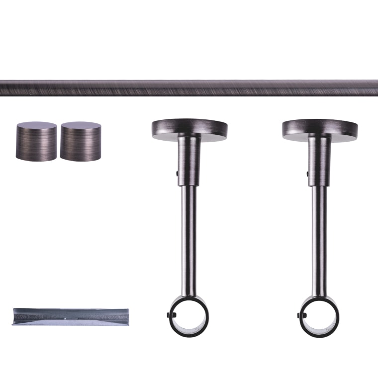 VICTORIA M Gardinenstange Set | 1-läufig, ⌀ 19 mm, 200 cm, anthrazit + Decke, Kappe