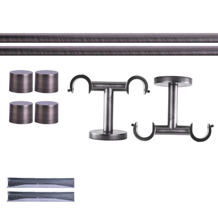 VICTORIA M Gardinenstange Set | 2-läufig, ⌀ 19 mm, 140 cm, anthrazit + Decke, Kappe