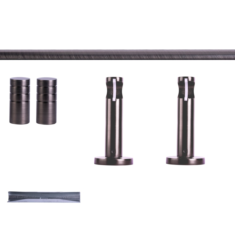VICTORIA M Gardinenstange Set | 1-läufig, ⌀ 19 mm, 200 cm, anthrazit + Wand, Rillen-Kappe