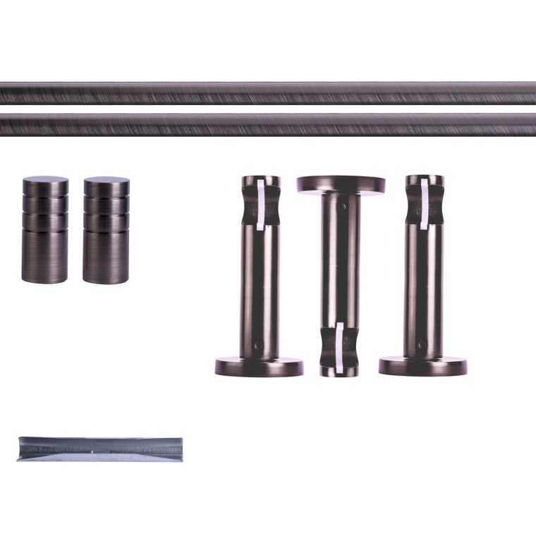 VICTORIA M Gardinenstange Set | 1-läufig, ⌀ 19 mm, 240 cm, anthrazit + Wand, Rillen-Kappe