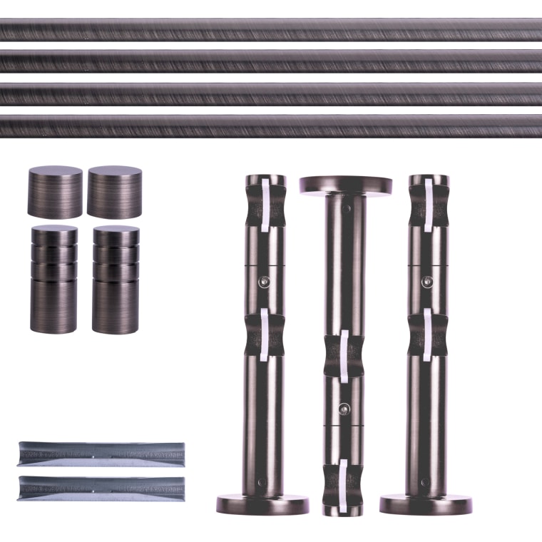 VICTORIA M Gardinenstange Set | 2-läufig, ⌀ 19 mm, 360 cm, anthrazit + Wand, Rillen-Kappe