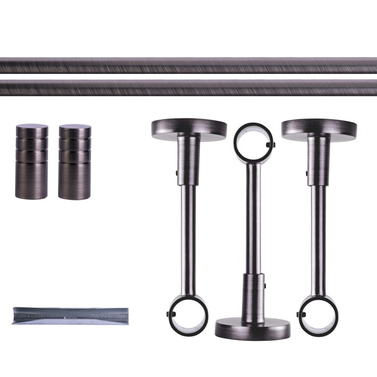 VICTORIA M Gardinenstange Set | 1-läufig, ⌀ 19 mm, 240 cm, anthrazit + Decke, Rillen-Kappe