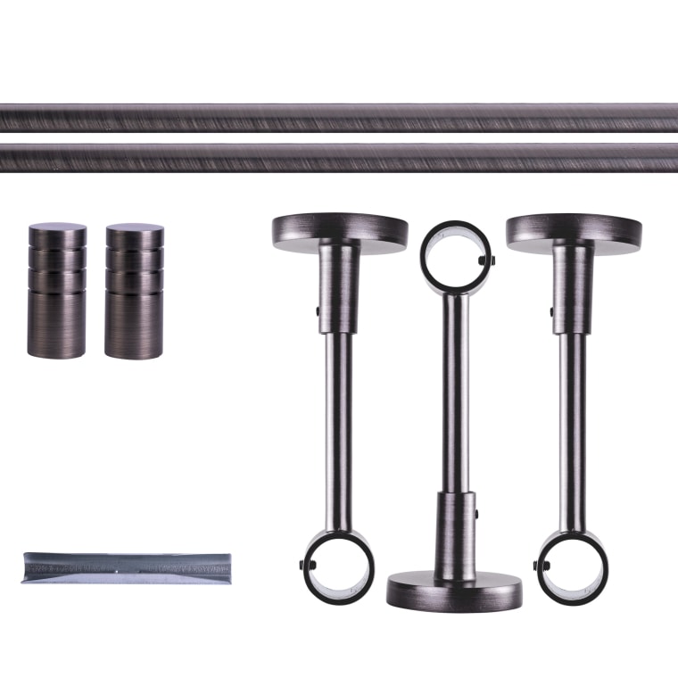 VICTORIA M Gardinenstange Set | 1-läufig, ⌀ 19 mm, 320 cm, anthrazit + Decke, Rillen-Kappe