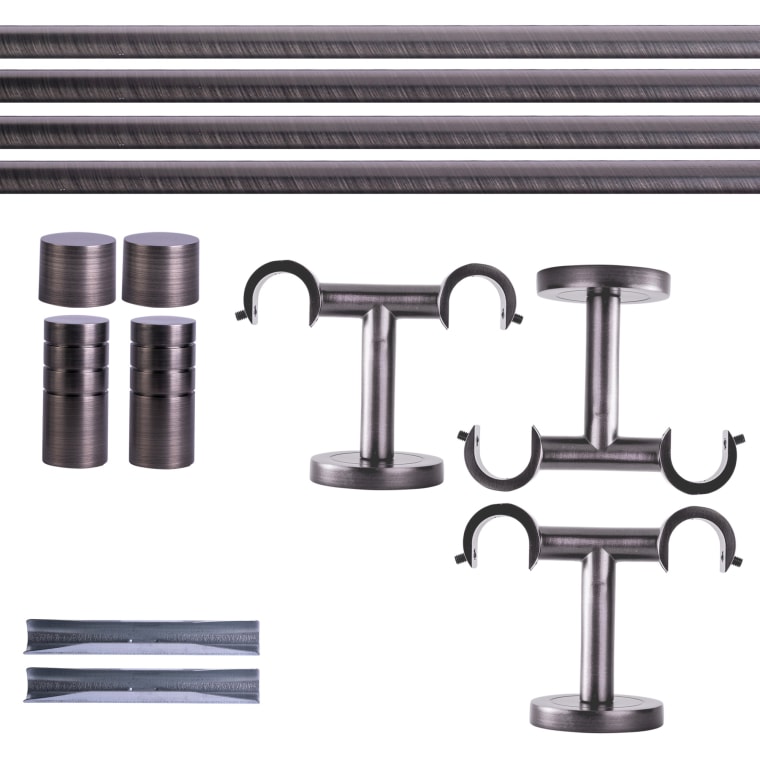 VICTORIA M Gardinenstange Set | 2-läufig, ⌀ 19 mm, 360 cm, anthrazit + Decke, Rillen-Kappe