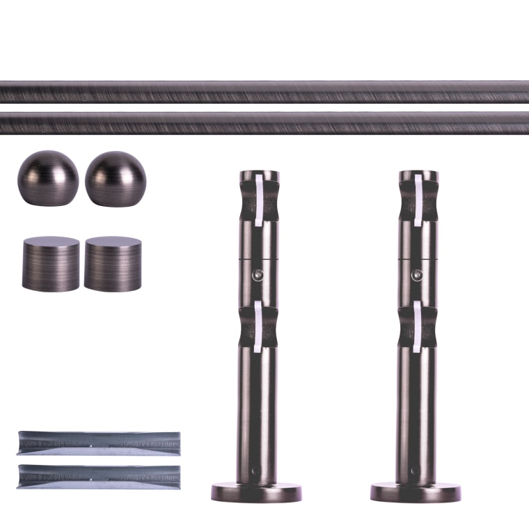 VICTORIA M Gardinenstange Set | 2-läufig, ⌀ 19 mm, 140 cm, anthrazit + Wand, Kugel-Ball