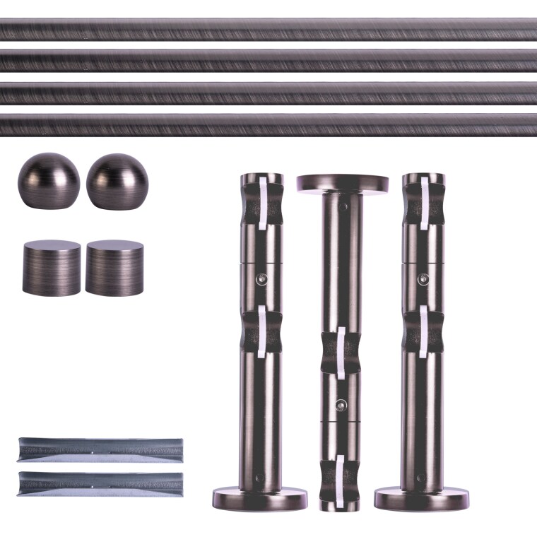 VICTORIA M Gardinenstange Set | 2-läufig, ⌀ 19 mm, 400 cm, anthrazit + Wand, Kugel-Ball
