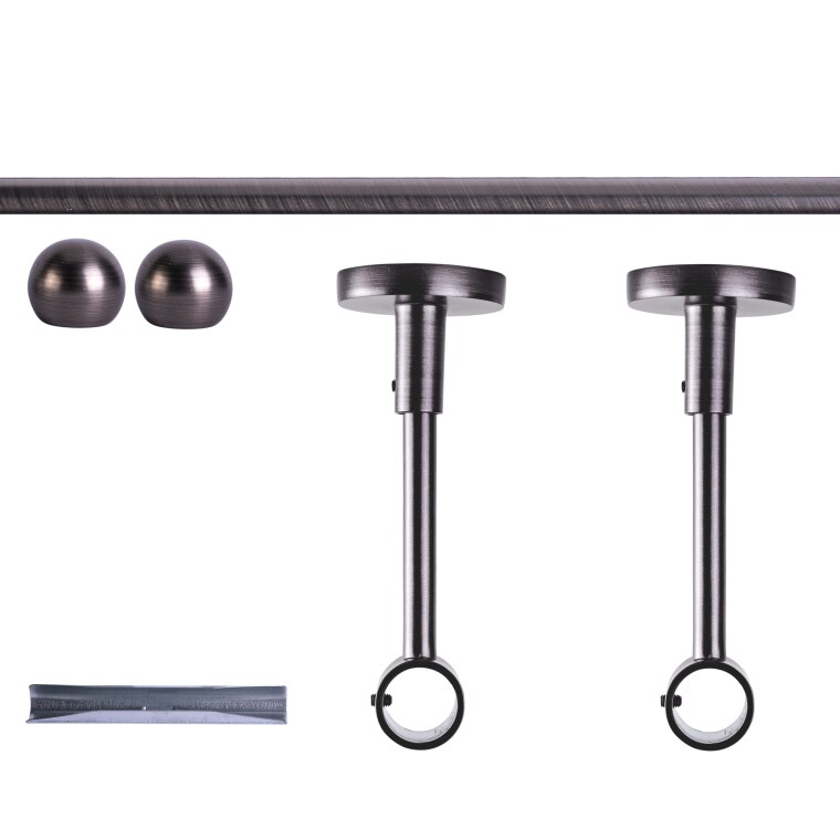 VICTORIA M Gardinenstange Set | 1-läufig, ⌀ 19 mm, 200 cm, anthrazit + Decke, Kugel-Ball