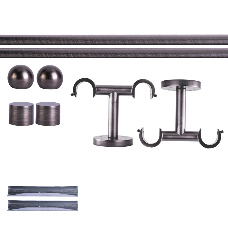 VICTORIA M Gardinenstange Set | 2-läufig, ⌀ 19 mm, 120 cm, anthrazit + Decke, Kugel-Ball