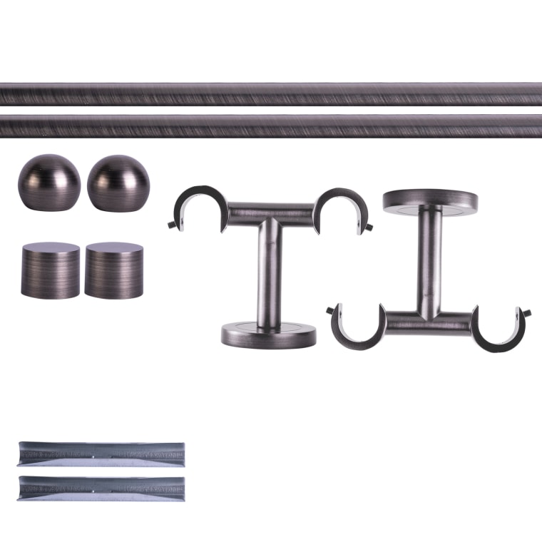 VICTORIA M Gardinenstange Set | 2-läufig, ⌀ 19 mm, 140 cm, anthrazit + Decke, Kugel-Ball
