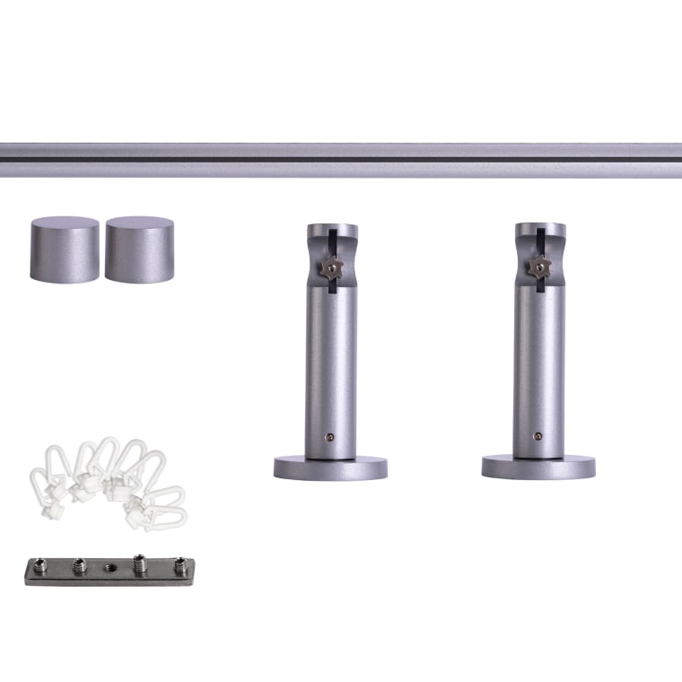 VICTORIA M Gardinenstange Set Innenlauf | 1-läufig, ⌀ 19 mm, 140 cm, silber + Wand, Kappe, Gleiter