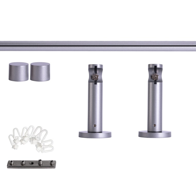 VICTORIA M Gardinenstange Set Innenlauf | 1-läufig, ⌀ 19 mm, 200 cm, silber + Wand, Kappe, Gleiter