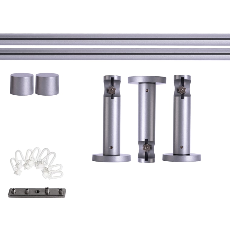 VICTORIA M Gardinenstange Set Innenlauf | 1-läufig, ⌀ 19 mm, 280 cm, silber + Wand, Kappe, Gleiter